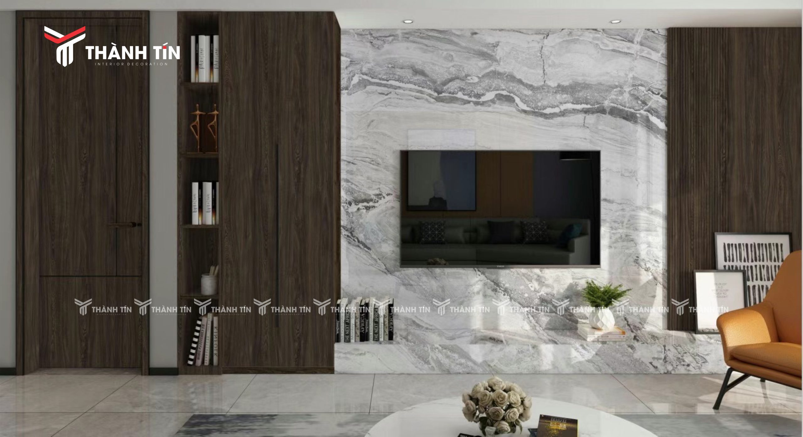 Tấm ốp sợi tre vân đá Thành Tín