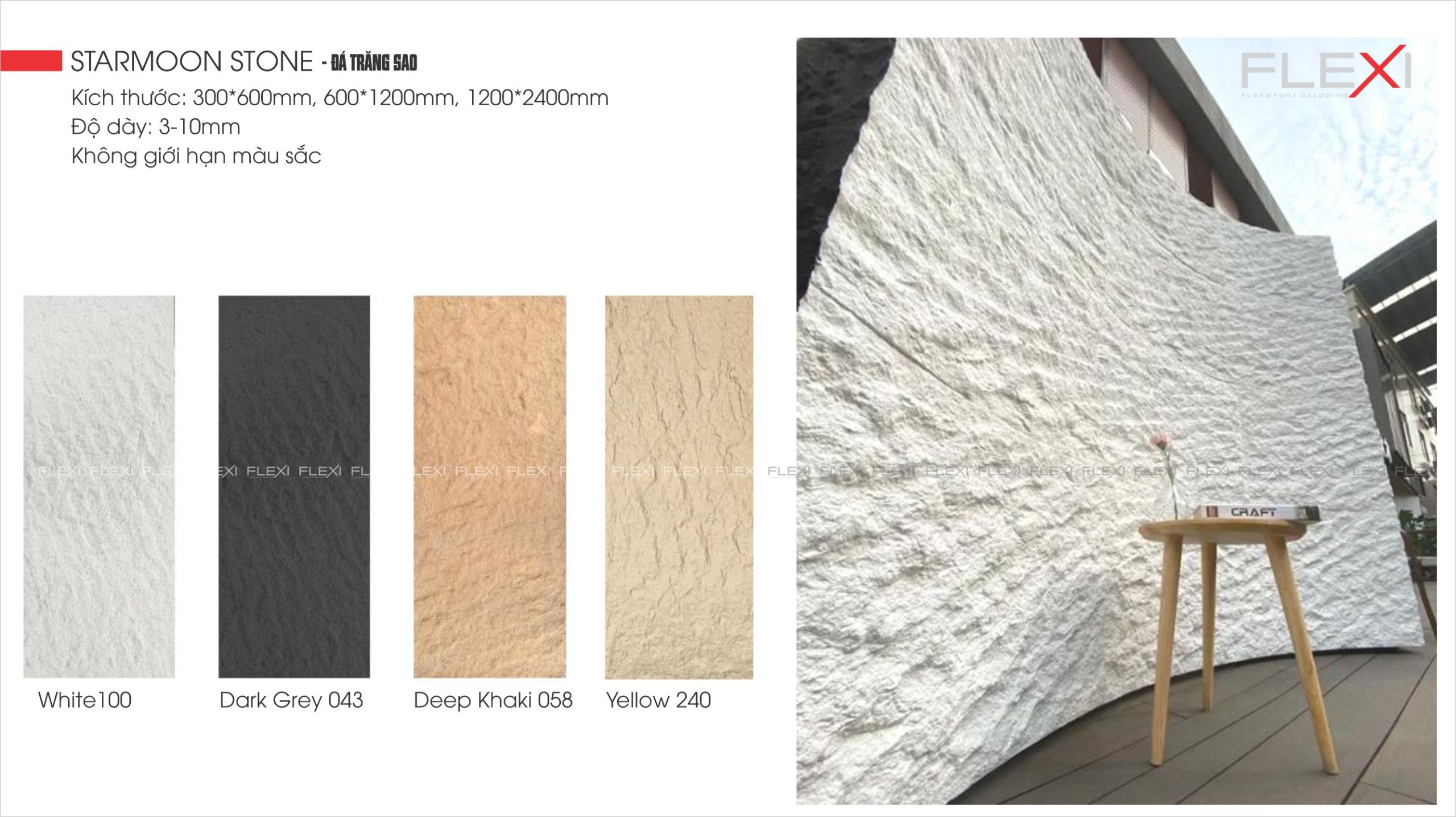 Tấm ốp tường ngoài trời đá mềm FLexi