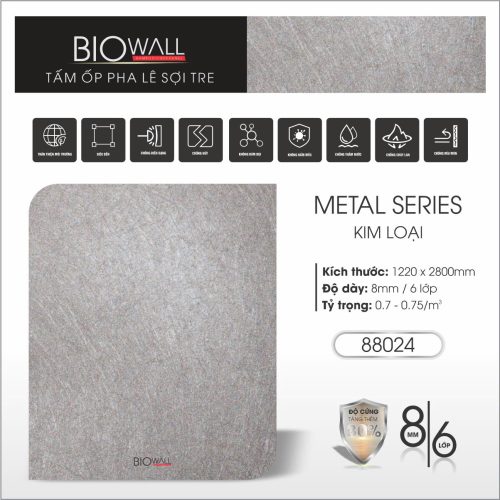 Tấm ốp pha lê sợi tre vân kim loại 88024