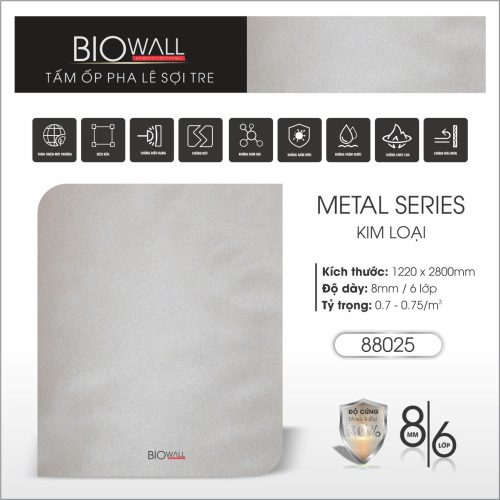 Tấm ốp pha lê sợi tre vân kim loại 88025